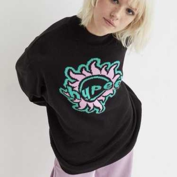 H&M Tops - H&M Knit Sweater Black Hype Graphic